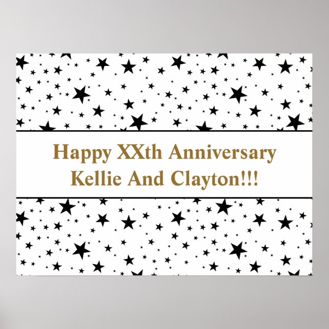 Custom White/Black Stars  Message Anniversary Poster (Front)