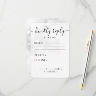 Custom White Bokeh Wedding RSVP Card