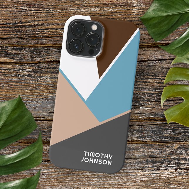 Custom White Brown Blue Grey Beige Block Art Case-Mate iPhone Case (Creator Uploaded)