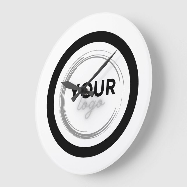Custom White Business Logo Branded Company Large Clock (Angle)