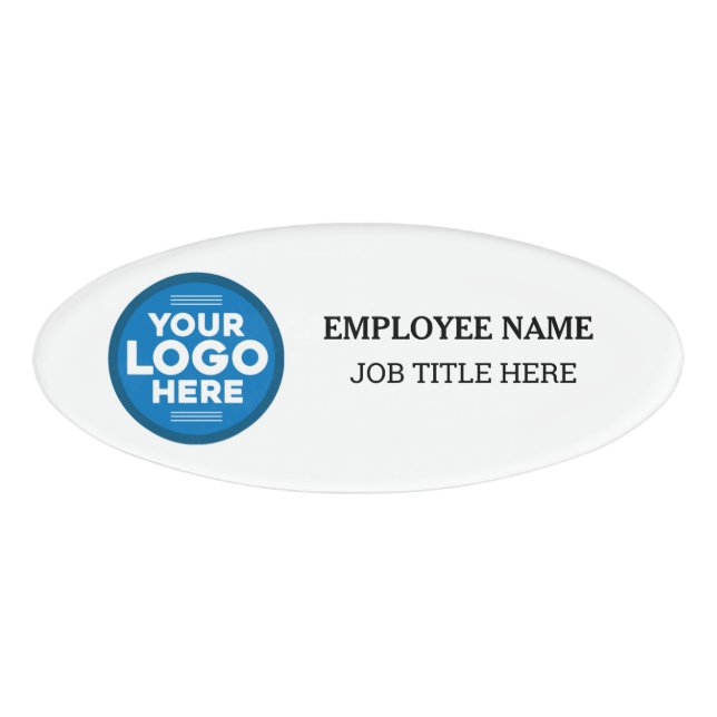 Custom White Business Logo Employee Name Tag (Front)