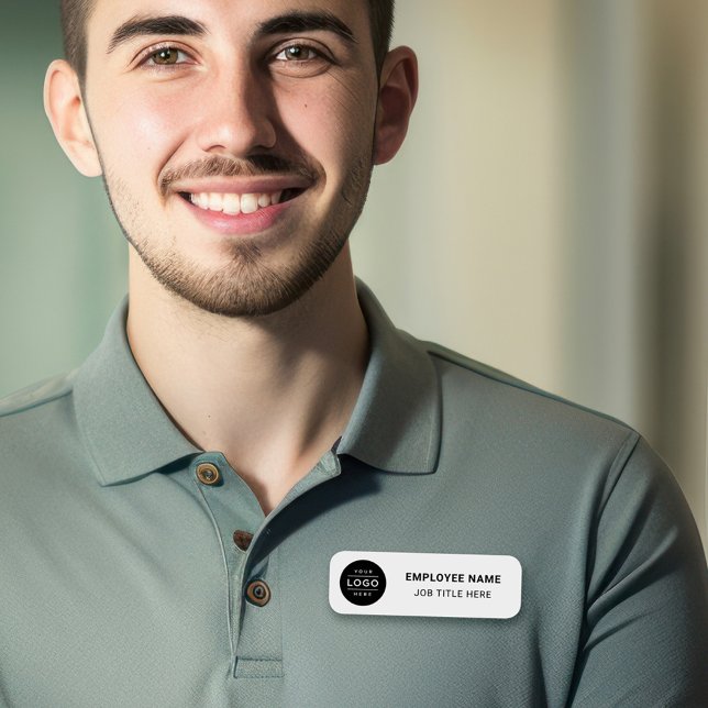 Custom White Business Logo Employee Name Tag (Creator Uploaded)