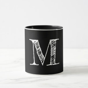 Custom White Chalkboard Monogram Black Tea Coffee Mug