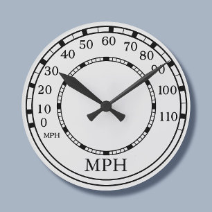 Custom White Classic Car Speedometer Square Clock