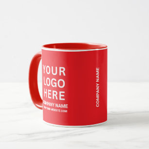 Custom White Company Logo on a Business Red Mug