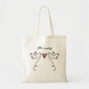 Custom White Doves Wedding Bridal Shower Hen Do Tote Bag