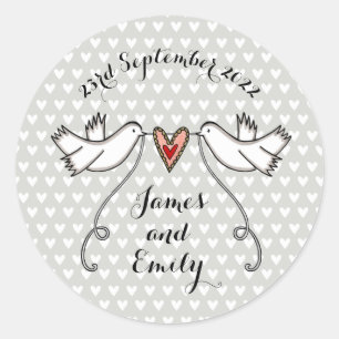 Custom White Doves Wedding Sticker