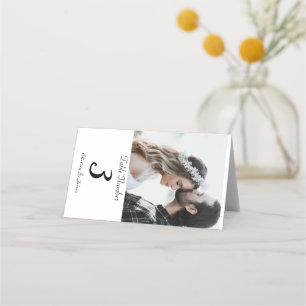 Custom White Elegant Calligraphy Photo Wedding Place Card