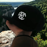 Custom White Embroidered Hat Monogram on Black Cap<br><div class="desc">Add your initials to this custom monogrammed hat template. Many other colours are available as well.</div>