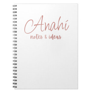 Custom White   Faux Rose Gold Foil Notes & Ideas Notebook