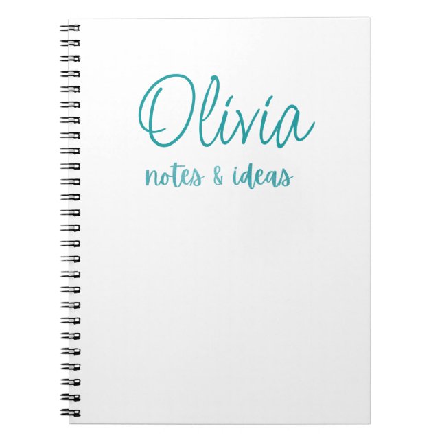 Custom White | Faux Teal Foil Notes & Ideas Notebook (Front)