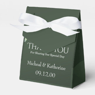Custom White Floral And Emerald Green Thank You Favour Box
