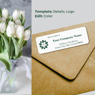 Custom White Florist Logo & Green Return Address