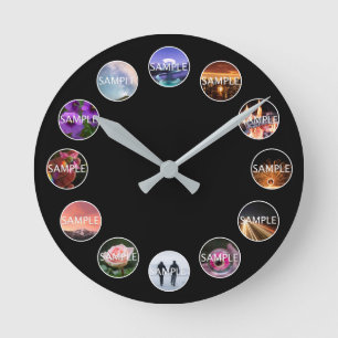 Custom White Framed 12 Photo Clock 