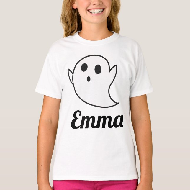Custom White Ghost Halloween T-Shirt for Toddlers  (Front)