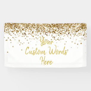 Custom White Gold Birthday Party Photo Booth Prop Banner