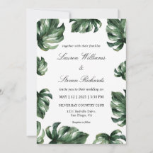 Custom White Green Elegant Palm Leaves  Wedding
