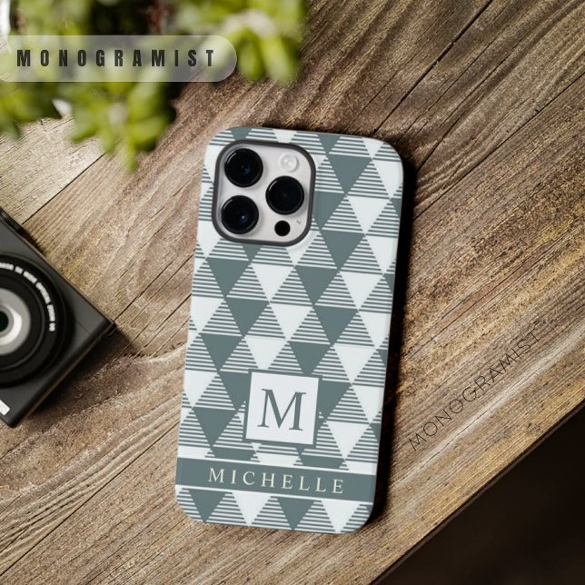 Custom White Grey Triangle Stripes Geometric  Case-Mate iPhone Case (Custom White Grey Triangle Stripes Geometric Case-Mate iPhone Case)