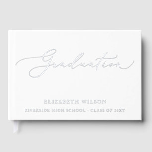 Custom White High School Grad Party Graduation  Guest Book