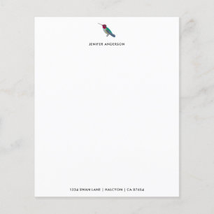 Custom White Hummingbird Stationery Paper