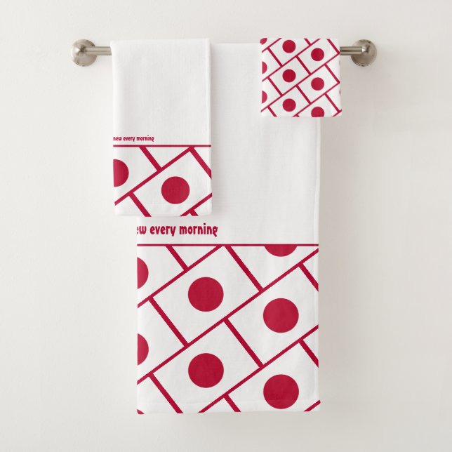 Custom White JAPAN FLAG Bath Towel Set (Insitu)