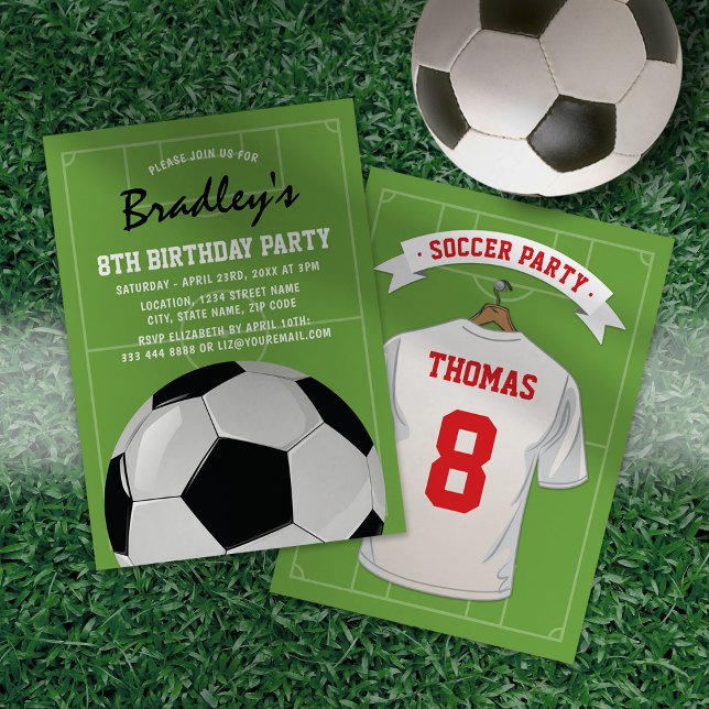 Custom White Jersey Soccer Birthday Invitation (Creator Uploaded)