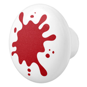 Custom White Knob with Tomato Red Splash Design