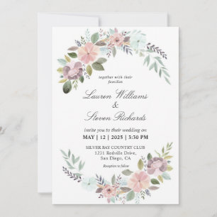 Custom White Light Pink Soft Blue Romantic Corner Invitation