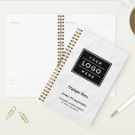 Custom White Marble Business Logo Employee Name Planner<br><div class="desc">Add a professional look to your workspace with a custom company branded spiral business planner featuring a large space for your business logo with modern custom text that can be personalised with the name of the employee or business owner, business name, location, slogan, website, or other info. Makes a great...</div>