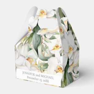 Custom White Orchid Flowers Floral Favour Boxes