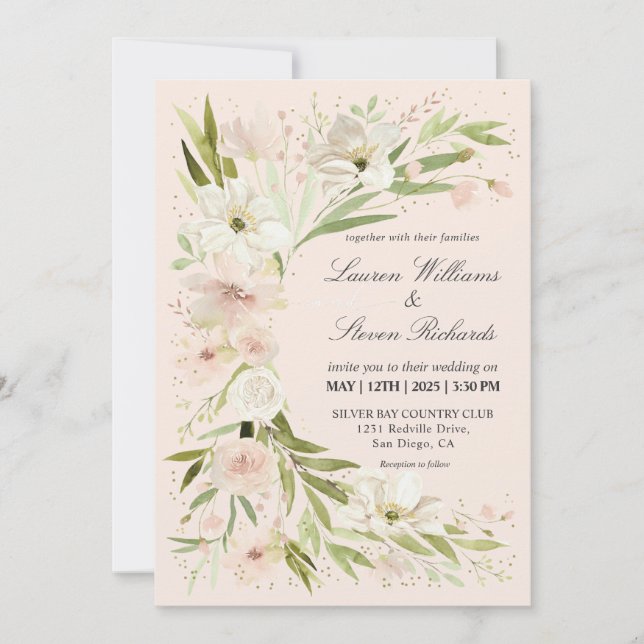 Custom White Pastel Pink Whimsical Romantic Corner Invitation (Front)