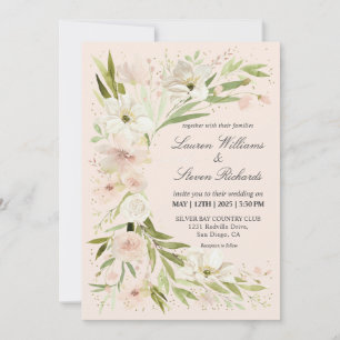 Custom White Pastel Pink Whimsical Romantic Corner Invitation