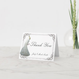 Custom White Peacock Wedding Thank You Card