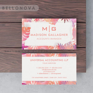 Custom White Pink Aesthetic Floral Professional Business Card