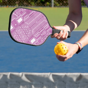 Custom White Pink Classic Computer Circuit Board Pickleball Paddle