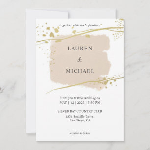 Custom White Pink Gold New Story Wedding Invitation