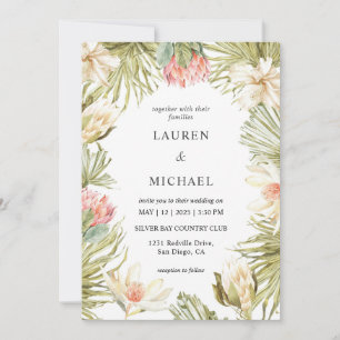 Custom White Pink Peach African Frame Wedding Invitation