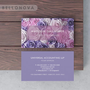 Custom White Pink Purple Blue Floral Professional Business Card
