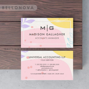 Custom White Pink Yellow Aesthetic Professional Business Card