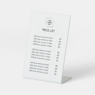 Custom White Price List Modern Business Logo Pedestal Sign