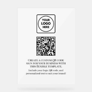 Custom White QR Business Logo Professional Acrylic Sign