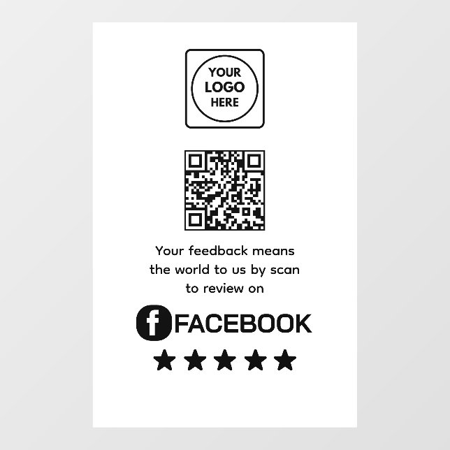 Custom White QR | Facebook Review Business Display (Sheet)