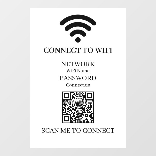 Custom White QR | WiFi Network Password Display (Sheet)