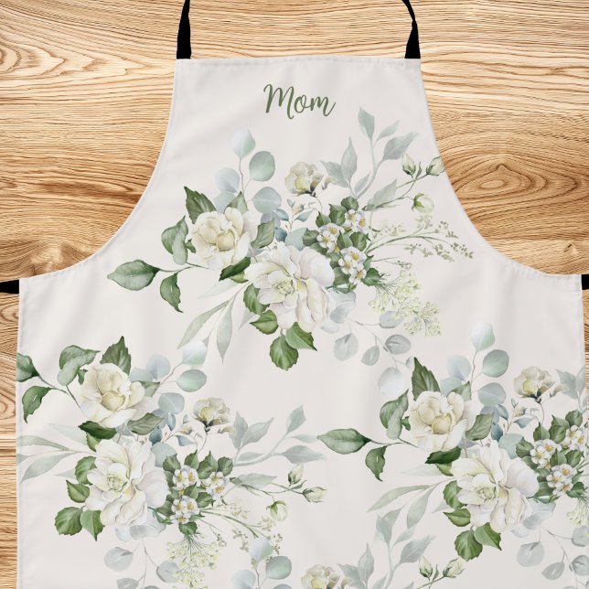 Custom White Roses Mothers Day Apron (Creator Uploaded)