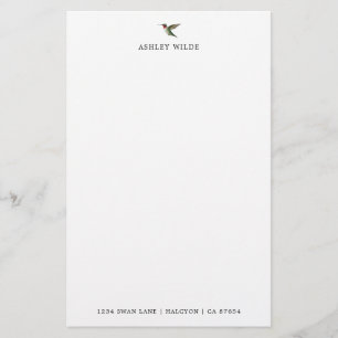 Custom White Ruby-throated Hummingbird Stationery