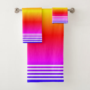 Custom white stripe bands bath towel set