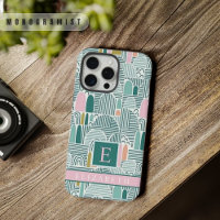 Custom White Teal Green Pink Abstract Pattern