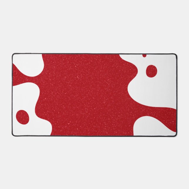 Custom White & Tomato Red Blob Desk Mat (Front)