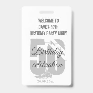 Custom White VIP Pass Birthday Party Invitation  ID Badge