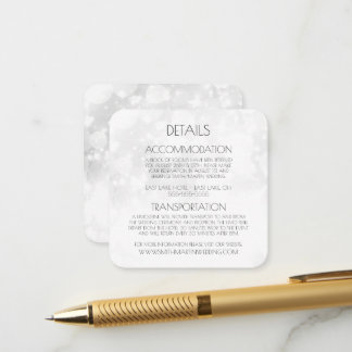 Custom White Wedding Bokeh Details Enclosure Card